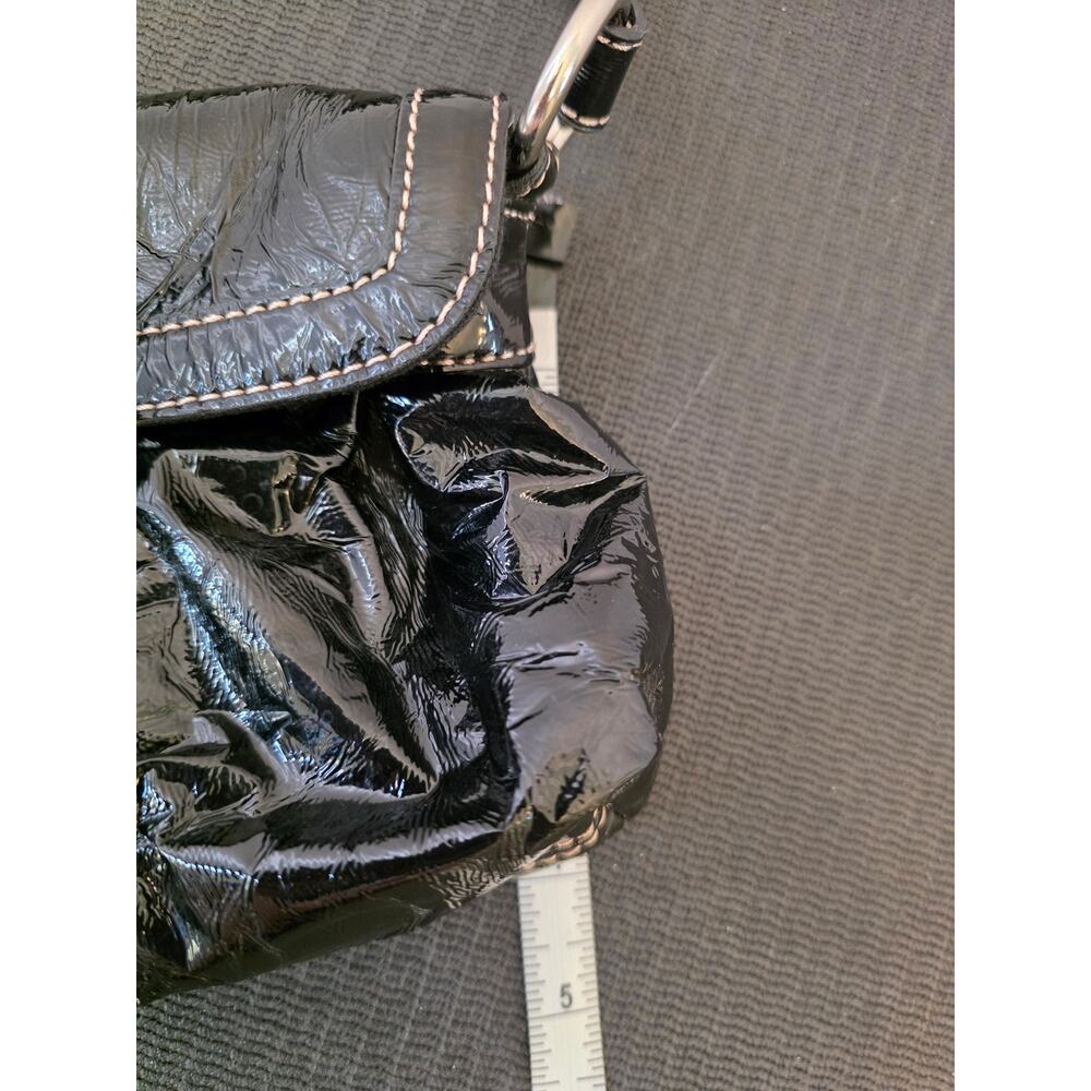 Vintage y2k Mini Satchel Black Pleather Crinkle Bag Purse Goth Grunge Streetwear - Picture 11 of 13